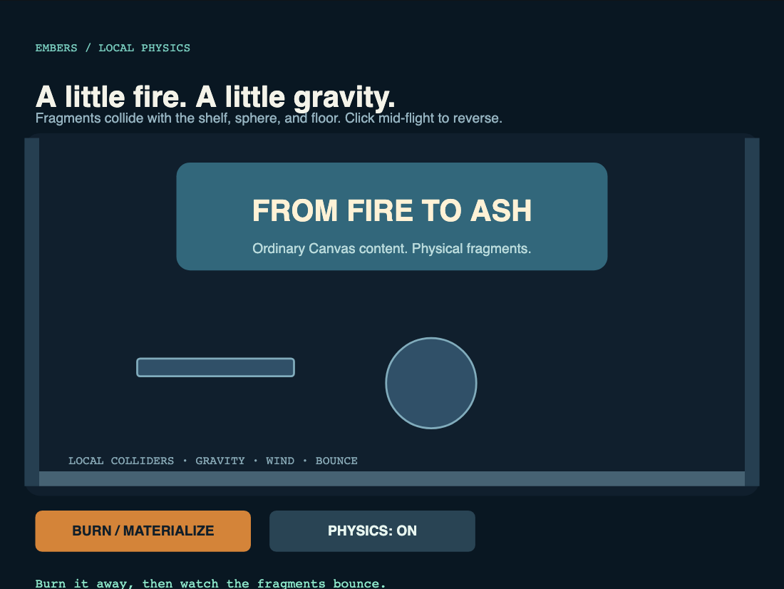 Embers Physics